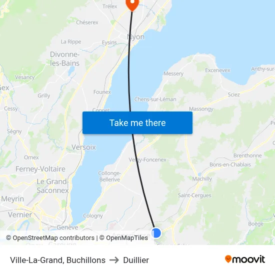 Ville-La-Grand, Buchillons to Duillier map