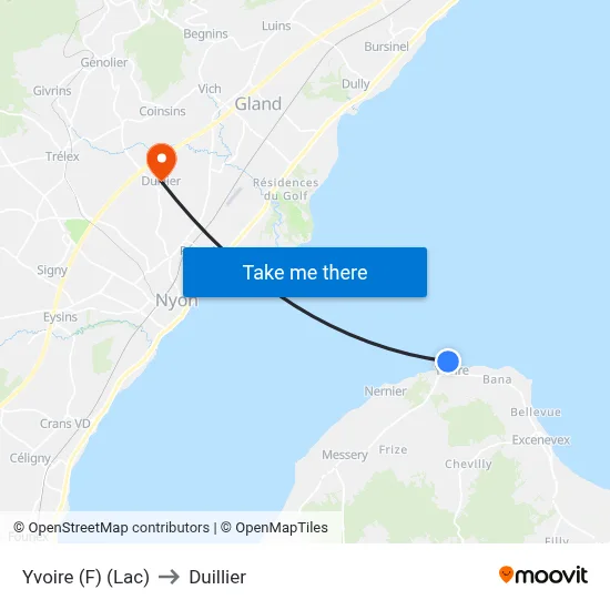 Yvoire (F) (Lac) to Duillier map
