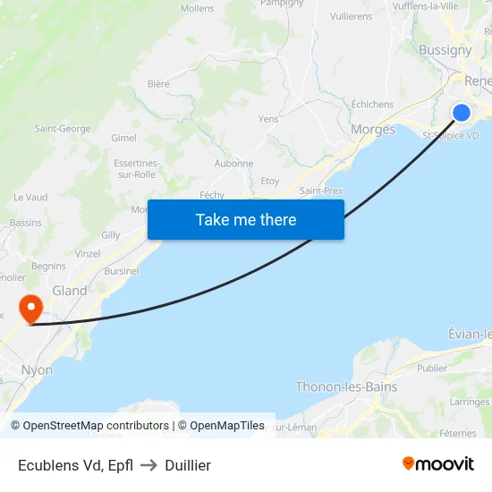 Ecublens Vd, Epfl to Duillier map