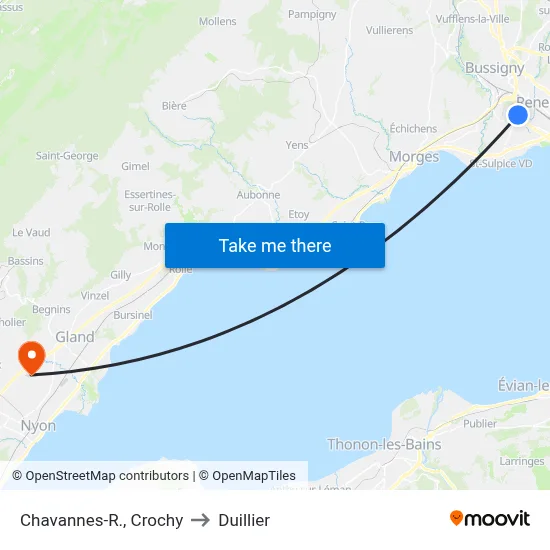 Chavannes-R., Crochy to Duillier map