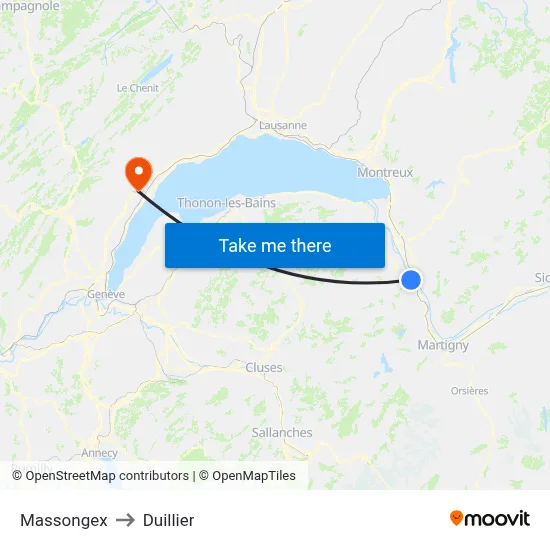 Massongex to Duillier map