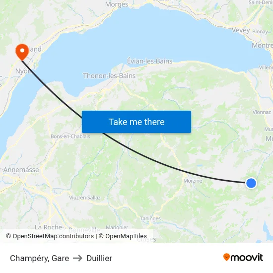 Champéry, Gare to Duillier map