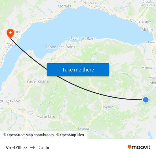 Val-D'Illiez to Duillier map