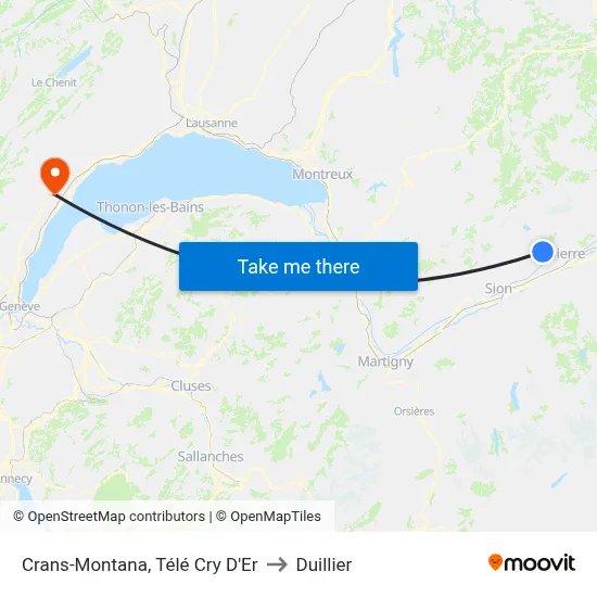 Crans-Montana, Télé Cry D'Er to Duillier map