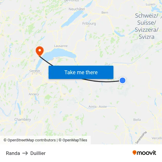 Randa to Duillier map