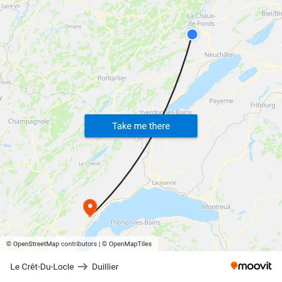 Le Crêt-Du-Locle to Duillier map