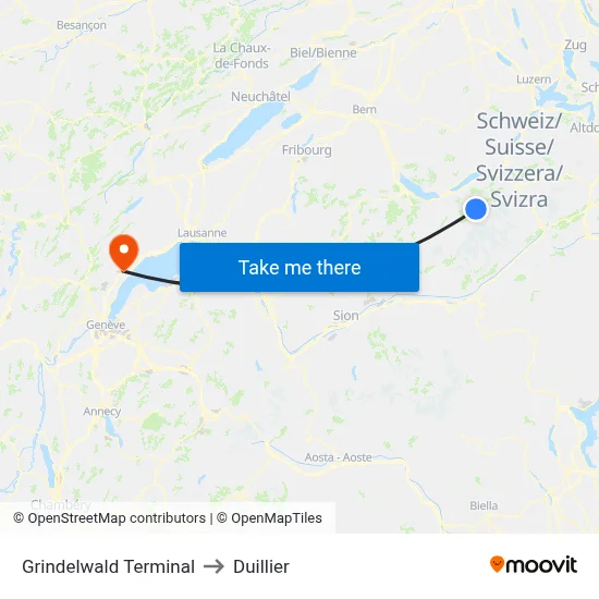 Grindelwald Terminal to Duillier map