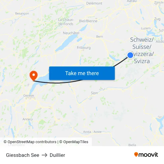 Giessbach See to Duillier map