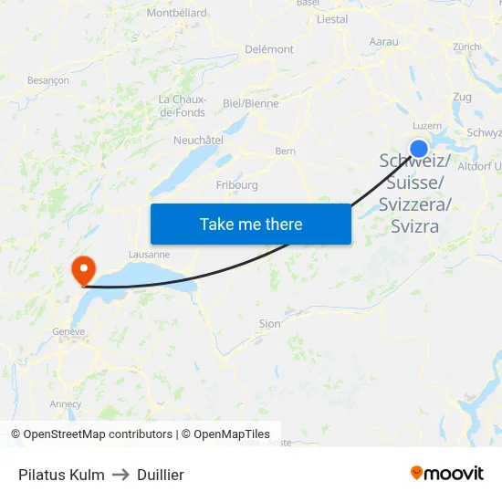 Pilatus Kulm to Duillier map
