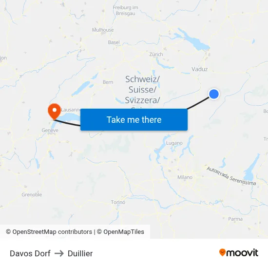 Davos Dorf to Duillier map