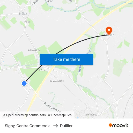 Signy, Centre Commercial to Duillier map