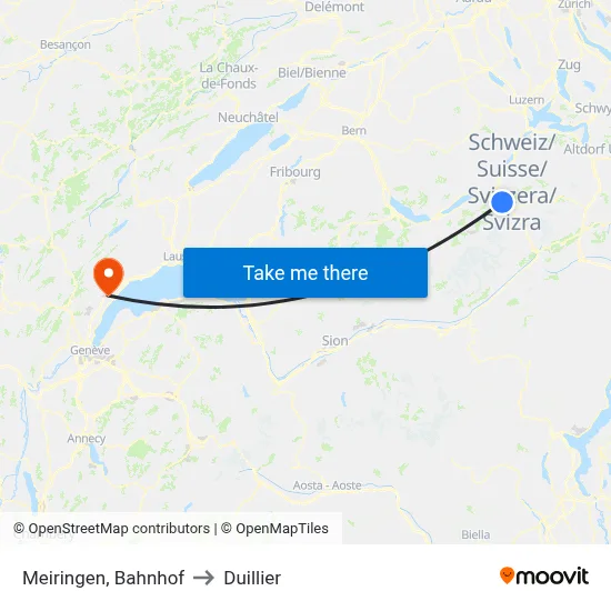 Meiringen, Bahnhof to Duillier map