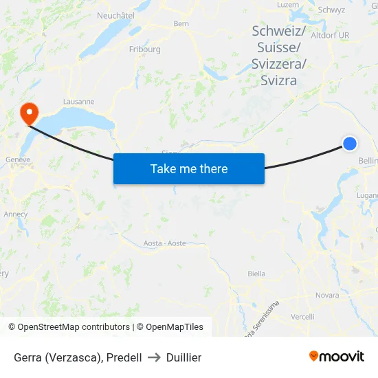 Gerra (Verzasca), Predell to Duillier map