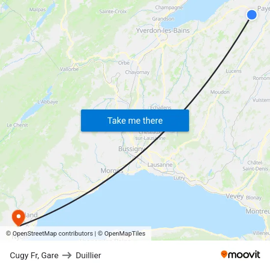 Cugy Fr, Gare to Duillier map
