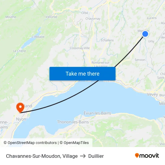 Chavannes-Sur-Moudon, Village to Duillier map