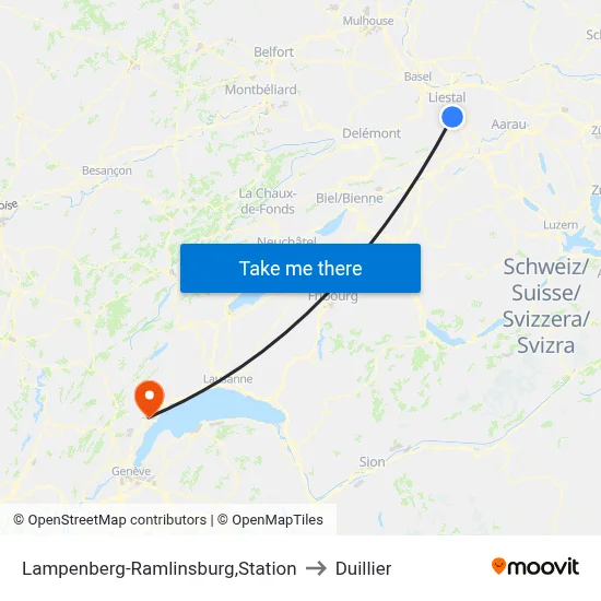 Lampenberg-Ramlinsburg,Station to Duillier map