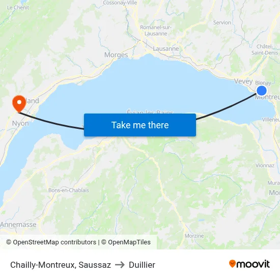 Chailly-Montreux, Saussaz to Duillier map
