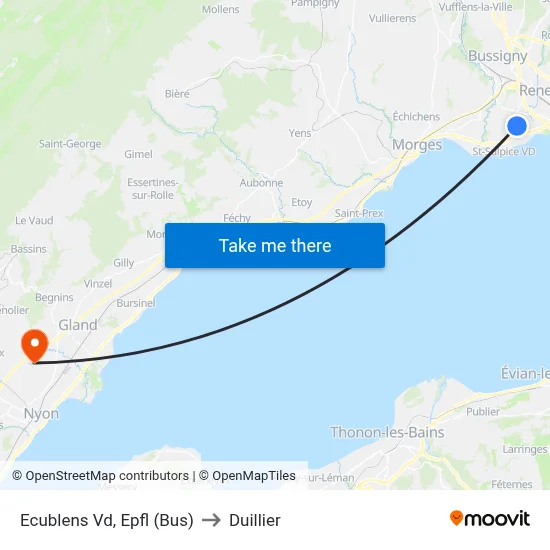 Ecublens Vd, Epfl (Bus) to Duillier map