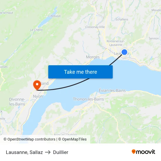 Lausanne, Sallaz to Duillier map