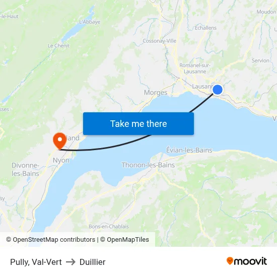 Pully, Val-Vert to Duillier map