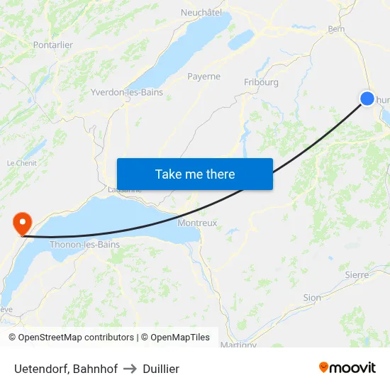 Uetendorf, Bahnhof to Duillier map