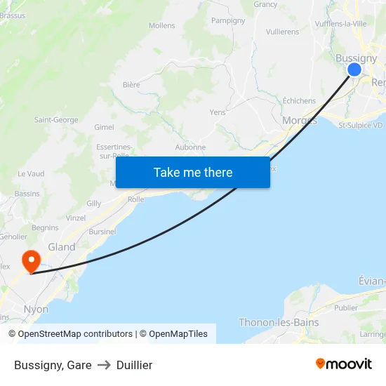 Bussigny, Gare to Duillier map