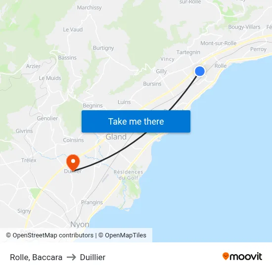 Rolle, Baccara to Duillier map