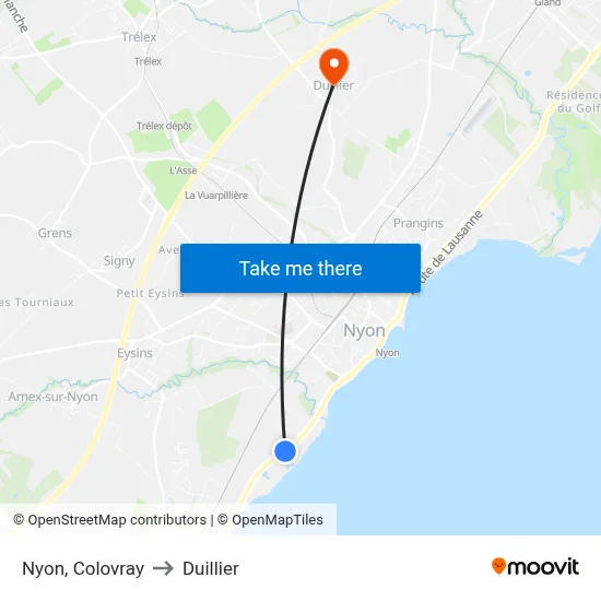 Nyon, Colovray to Duillier map