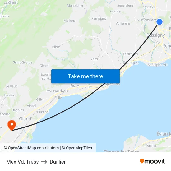 Mex Vd, Trésy to Duillier map
