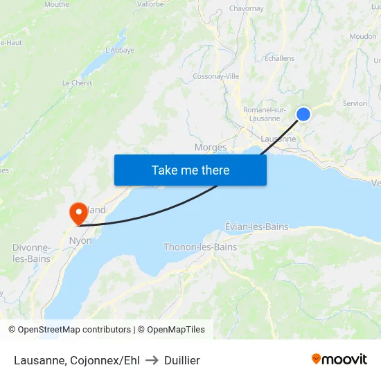 Lausanne, Cojonnex/Ehl to Duillier map