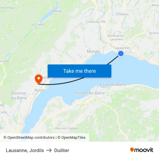 Lausanne, Jordils to Duillier map