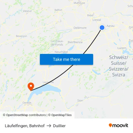 Läufelfingen, Bahnhof to Duillier map