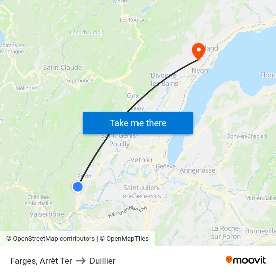 Farges, Arrêt Ter to Duillier map