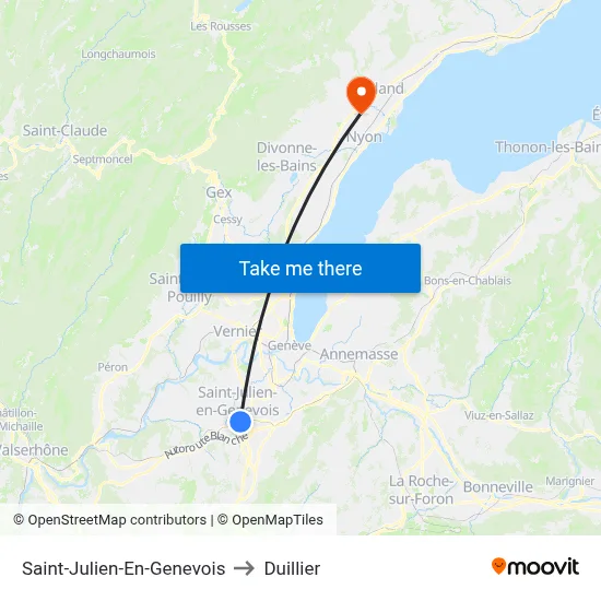 Saint-Julien-En-Genevois to Duillier map