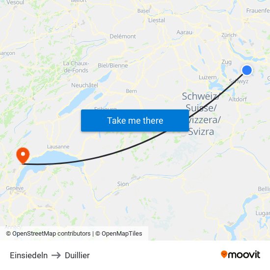 Einsiedeln to Duillier map