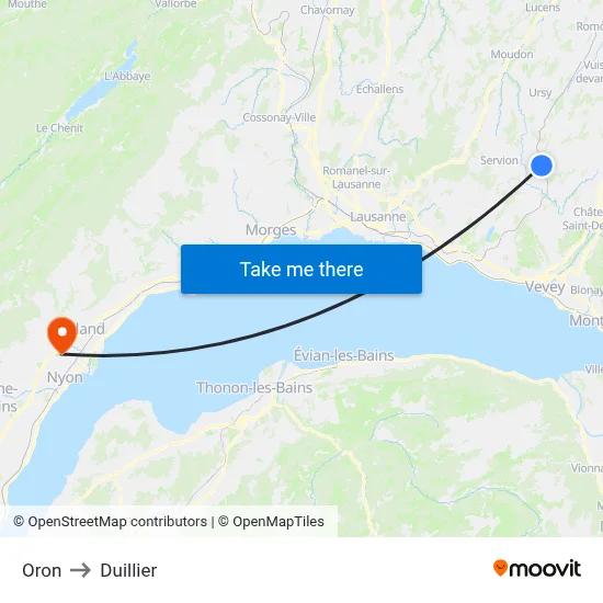 Oron to Duillier map