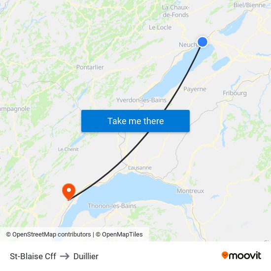 St-Blaise Cff to Duillier map