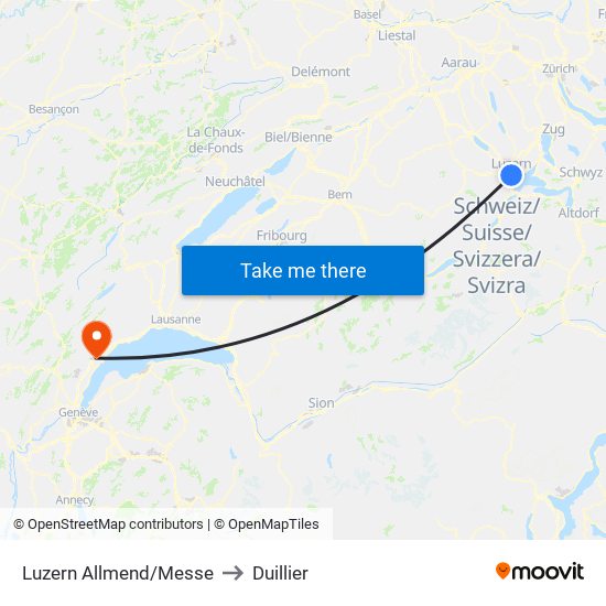 Luzern Allmend/Messe to Duillier map