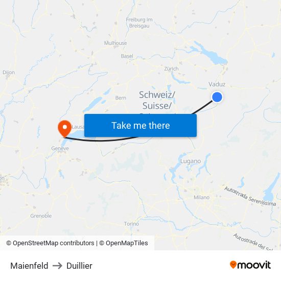 Maienfeld to Duillier map