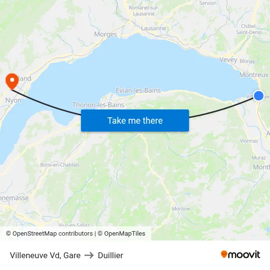 Villeneuve Vd, Gare to Duillier map