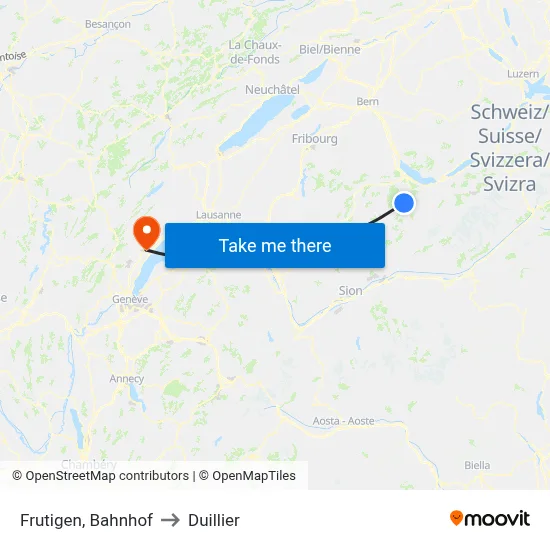Frutigen, Bahnhof to Duillier map
