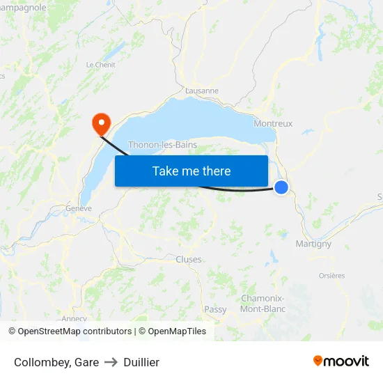 Collombey, Gare to Duillier map