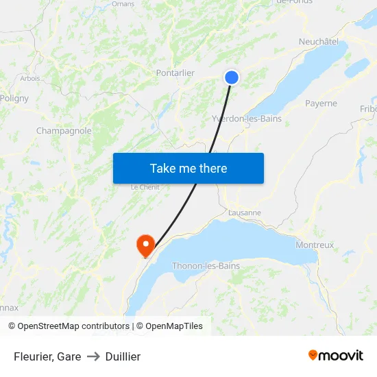 Fleurier, Gare to Duillier map