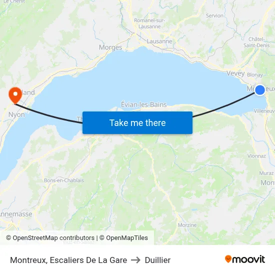 Montreux, Escaliers De La Gare to Duillier map