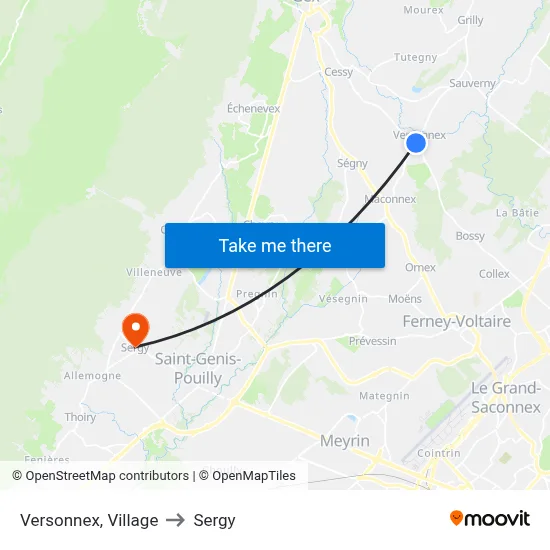 Versonnex, Village to Sergy map