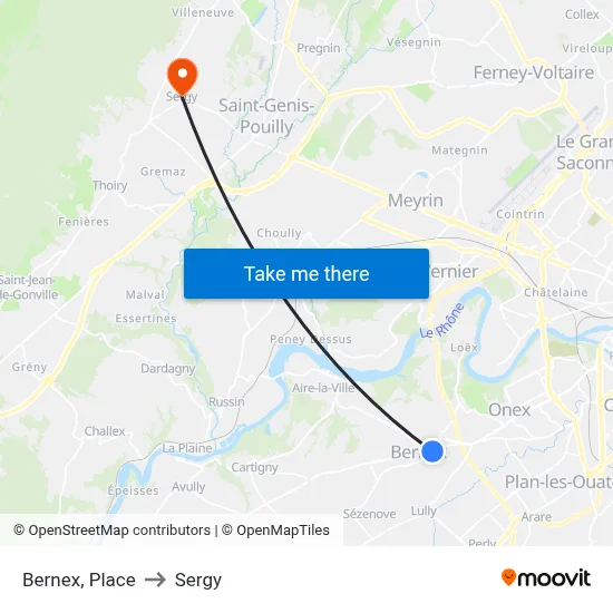 Bernex, Place to Sergy map