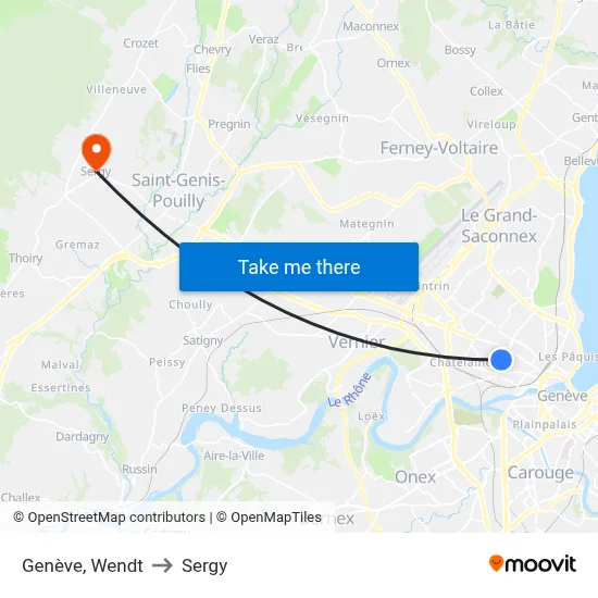 Genève, Wendt to Sergy map