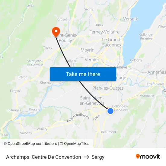 Archamps, Centre De Convention to Sergy map