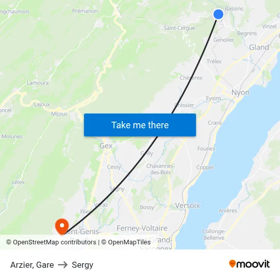 Arzier, Gare to Sergy map
