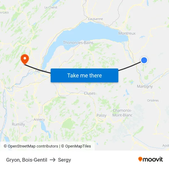 Gryon, Bois-Gentil to Sergy map